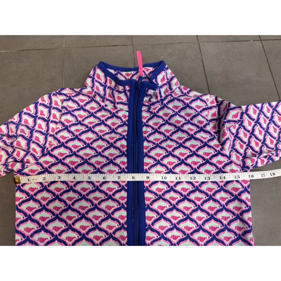 Vineyard Vines Zip Up Sweater Girls 10-12 Whale Logo‎ Pink Blue Light Spring Top - Picture 7 of 7